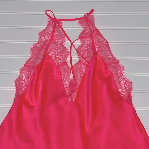 VICTORIA'S SECRET Satin Lace Slip Dress in Hot Pink - Picture 8 of 10
